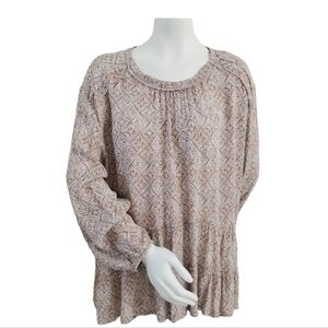 Altar'd State Ruffle 2 tier Pullover Boho Oversized Blouse Size S  Summer Tunic